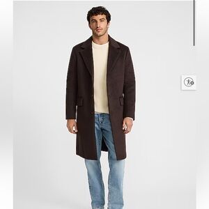 Express Men's Chocolate Brown Wool Coat